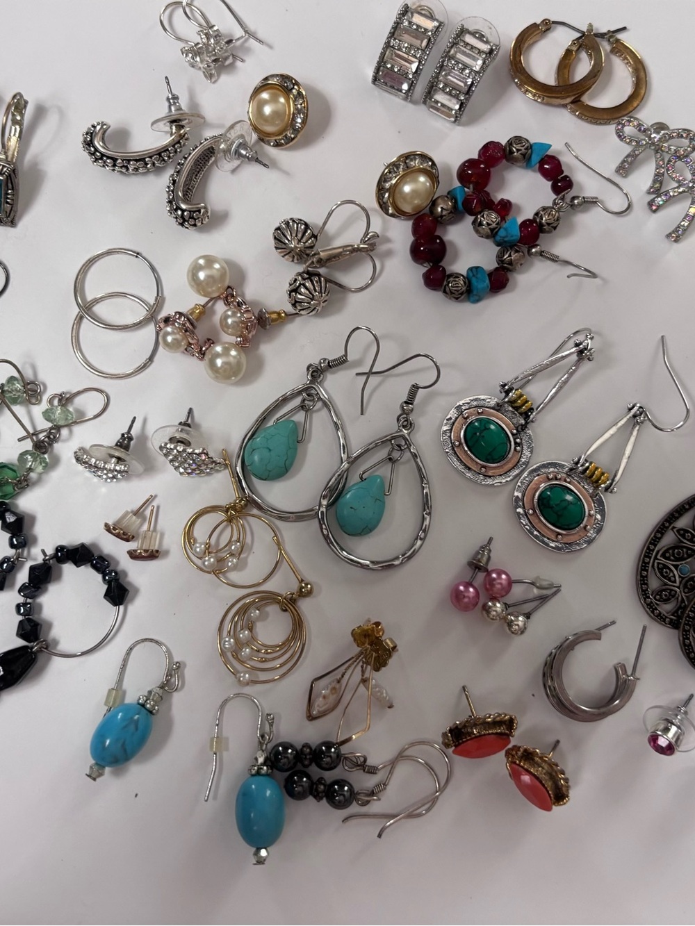Lot of earrings- silver and gold tone costume